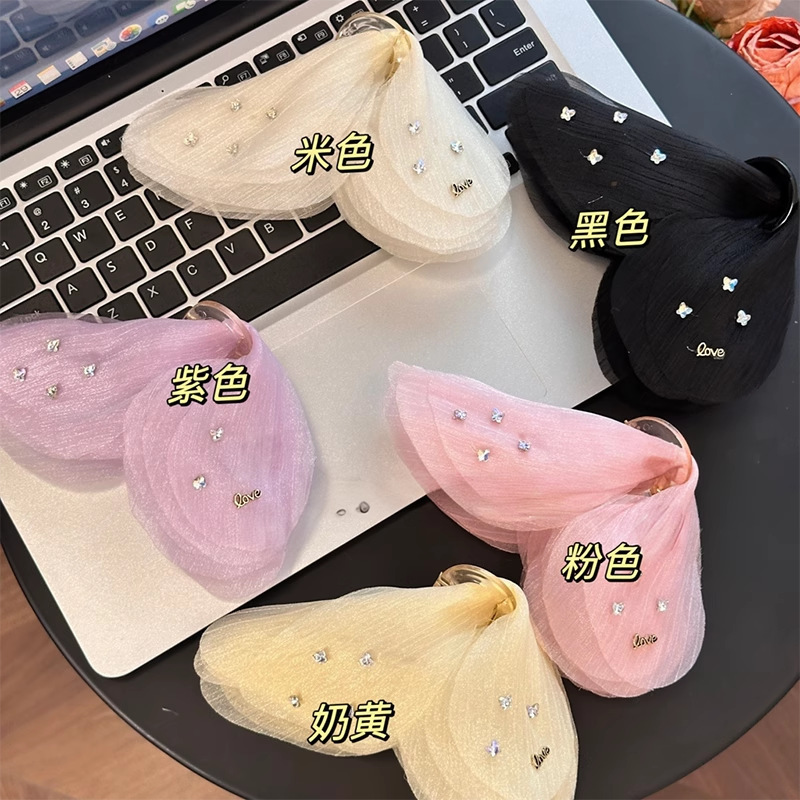 Pure Desire Super Fairy ハイエンドメッシュラージリボングリッパー頭飾り女性の後頭部ヘアピンファッショナブルで多用途なイン|undefined
