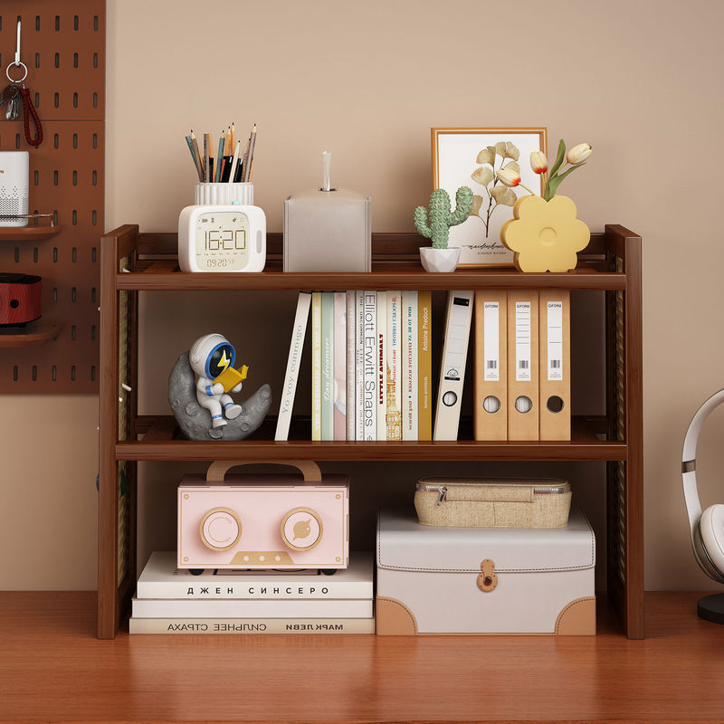 Desktop Storage Rack Multi-Layer Simple Hole Board Bookshelf Student Home Does Not Take up Space Small Bookcase with Storage Basket