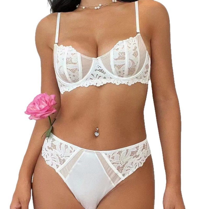 (Cross-border trading), lace ultra thin bra, supporting underwear with steel rings, sexy set, french style