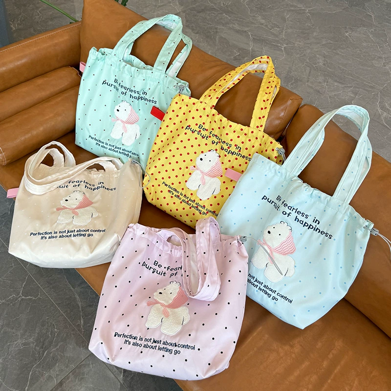 Летняя новая сумка для перекачки волновой точки печати мультяшный узор вышивка ins ветер большой емкости Тотер сумка