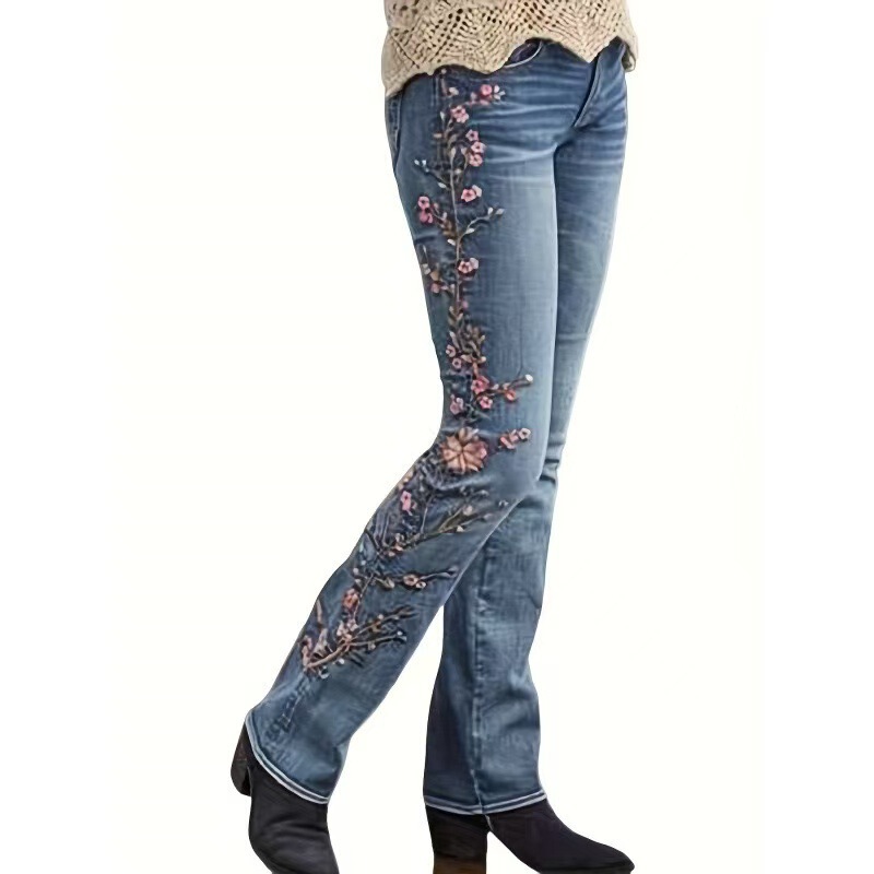 2026 New Cross-Border Hot-Selling Straight-Leg Flared Stretch Embroidered Fashion Jeans for Women 2026 New Cross-Border Hot-Selling Straight-Leg Flared Stretch Embroidered Fashion Jeans for Women