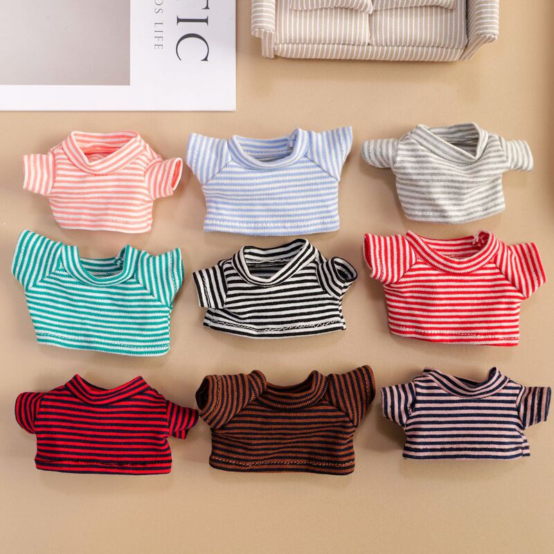 Small Pendant Doll Clothes Striped T-Shirt 14cm Suitable for Plush Toy Dolls Accessories