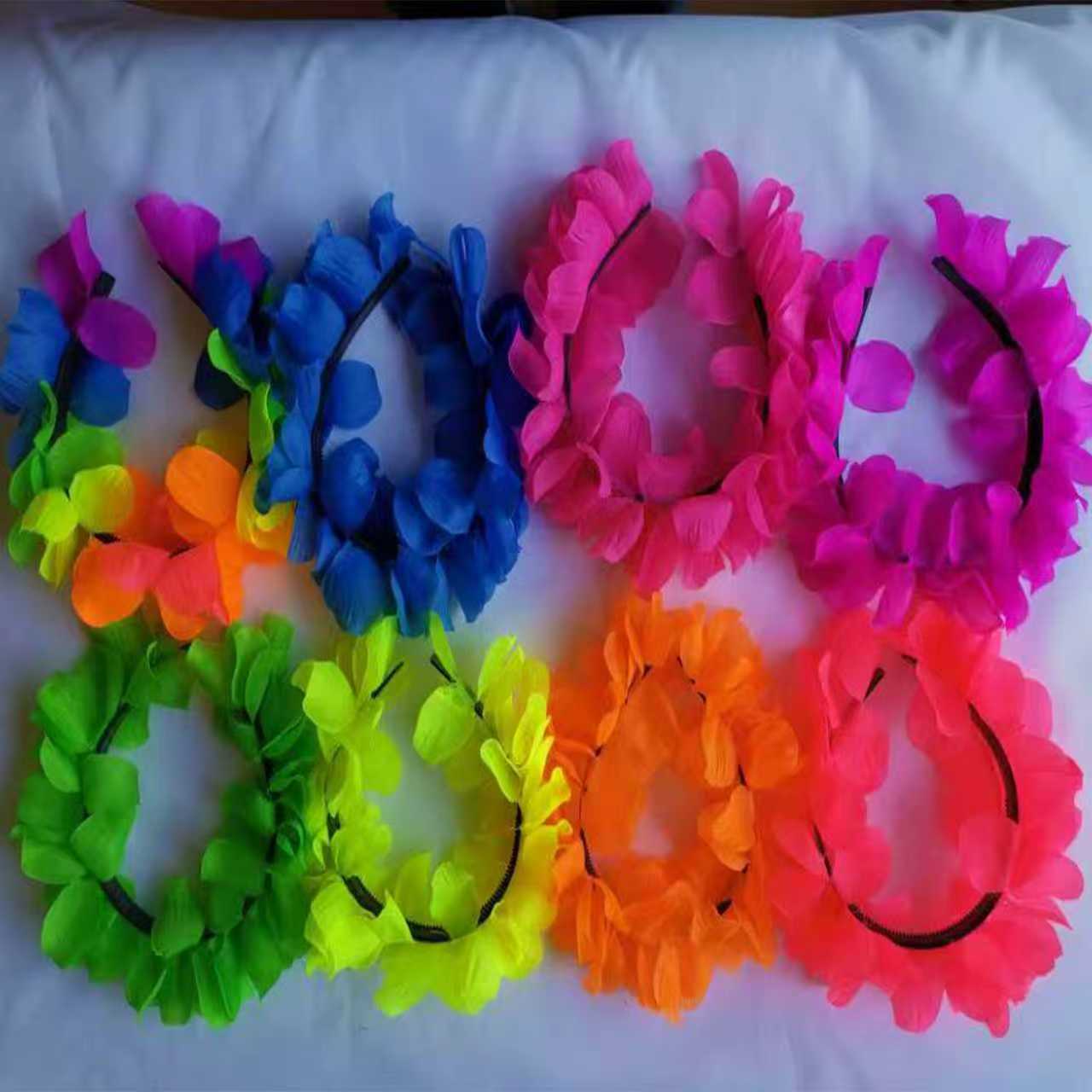 Nuevos productos transfronterizos hot sale hawaianos coloridas cascadas de cabello colorido para usar el cabello para bailar decoración fábrica al por mayor