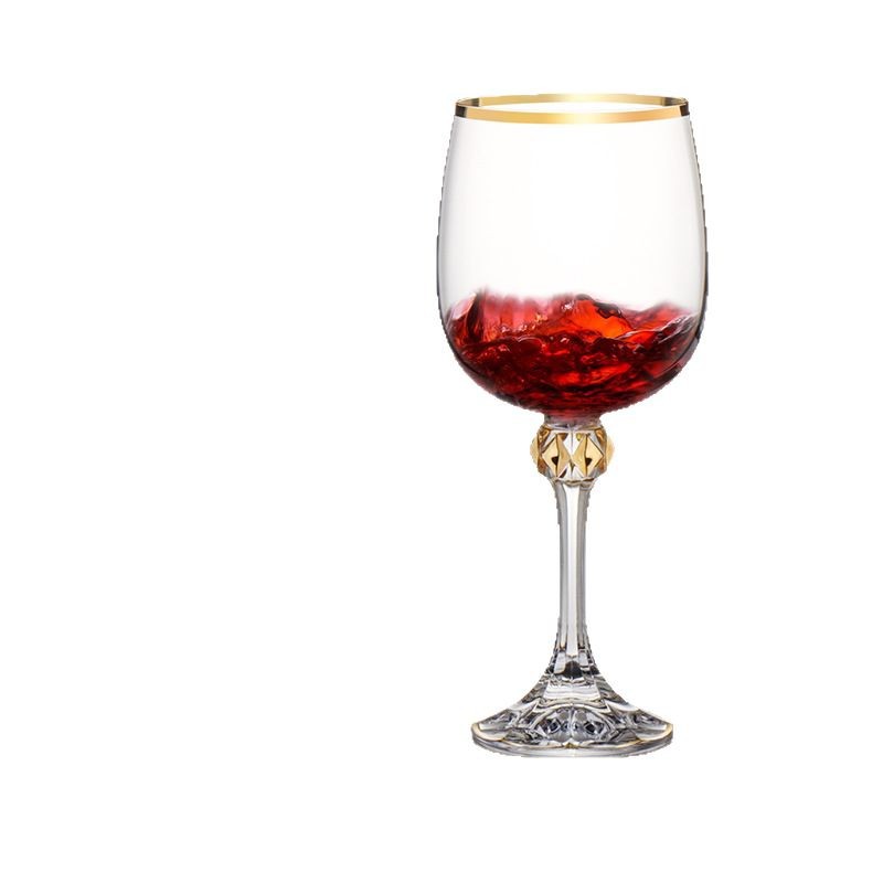 Copas de vino de cristal sin plomo importadas de República Checa, copas de vino tinto, copas, vasos de whisky, juego de copas de champán para el hogar con ribete dorado
