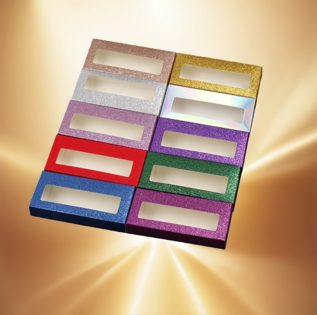 批发彩色睫毛盒脸托用加厚金葱纸25mm睫毛盒115*55*20mm十色现货