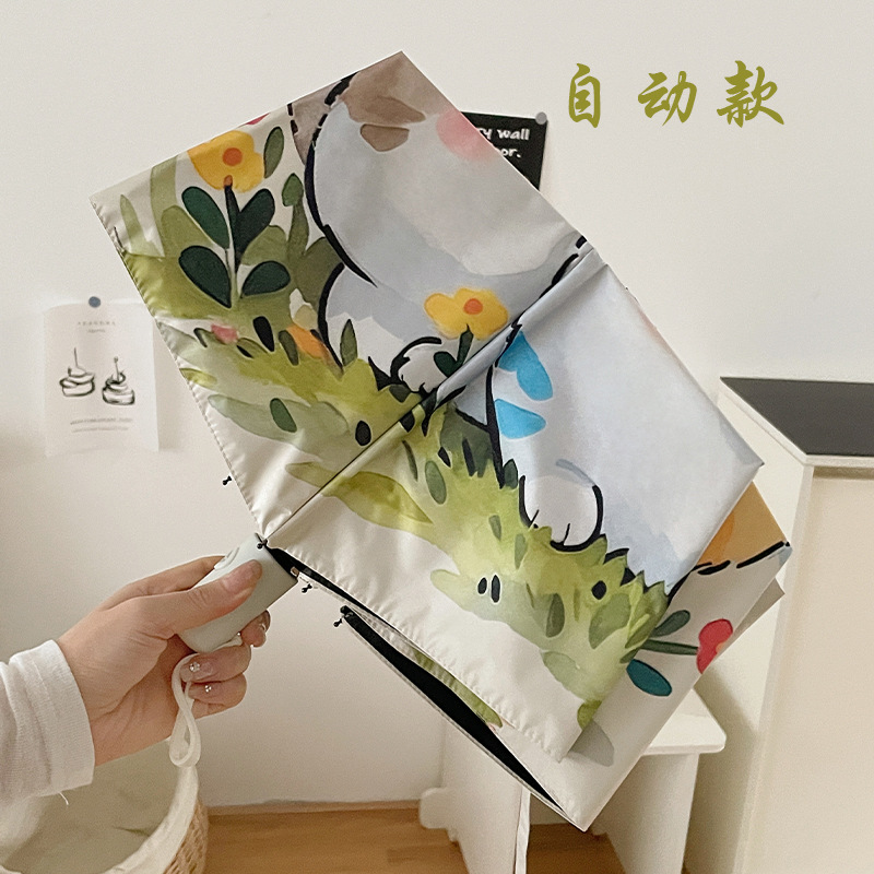 かわいい猫折り畳み傘日焼け止め紫外線防止傘女晴雨両用学生全自動日傘