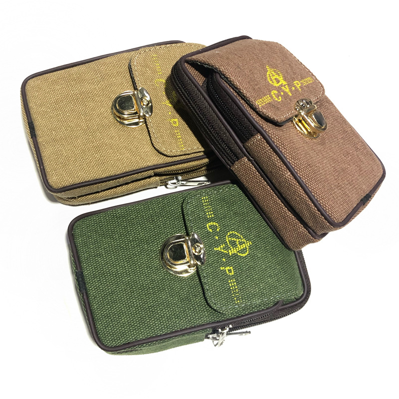 6.5寸男士大号手机包立款帆布穿皮带手机腰包6寸女士零钱包香烟包