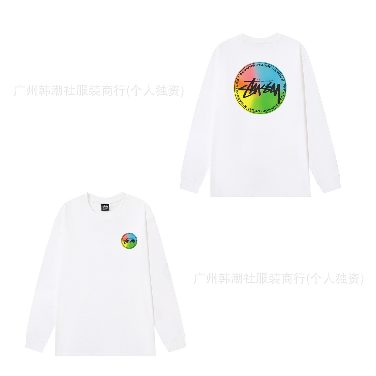 原標クロスボーダーの新型潮牌stuツアーの経典のアルファベットのプリントの丸首の長袖のtシャツは代行します。