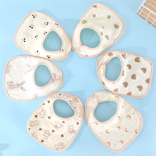 Gauze baby saliva napkin baby six-layer cotton U-shaped enlarged soft and absorbent children's bib bib spitting milk towel now