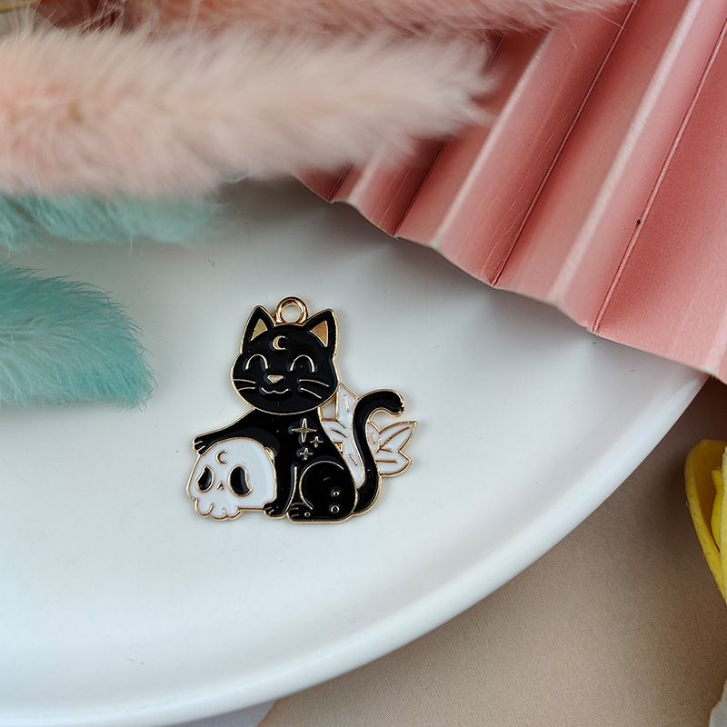 Ig Style Lustige Katze Schlangen Schädel Metall Emaille Charms display picture 5