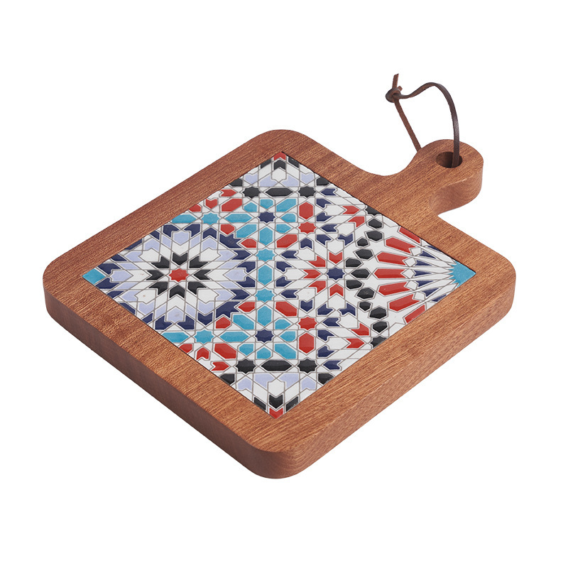 Madera maciza vintage azulejo mantel estera de aislamiento estera de mesa creativa anti-escaldado cazuela estera olla grande japonés nuevo