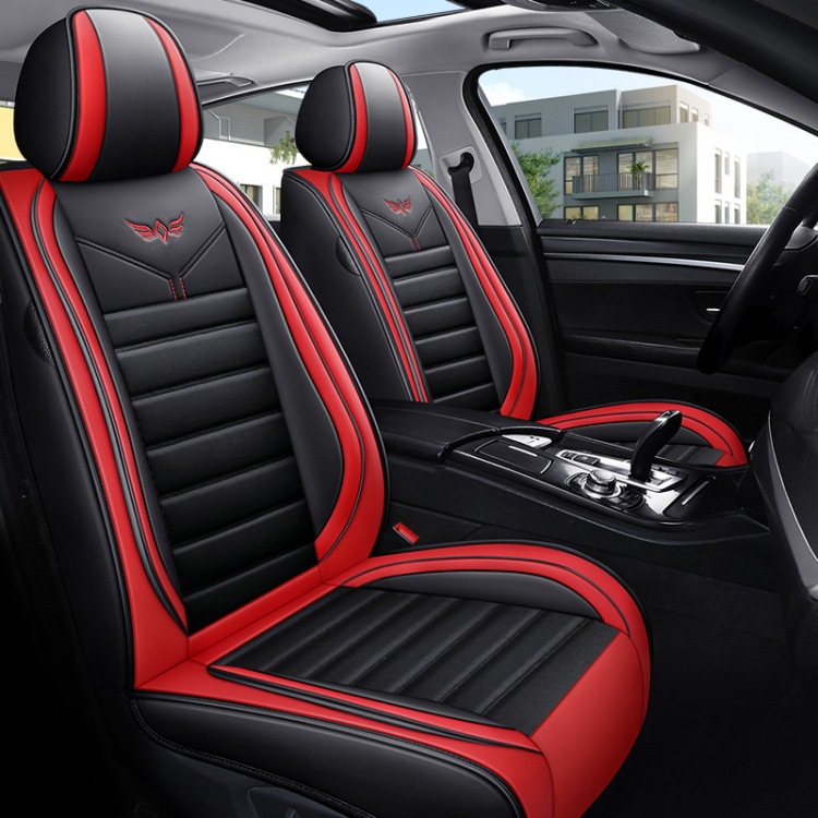 New Nappa Leather Car Seat Cushion, Universal for All Seasons, Fully Enclosed Seat Cover, Summer Machine-Knitted Ice Silk Breathable Internet Celebrity Car Cushion