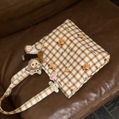新しいキャンバスバッグチェック柄nsウールハンドバッグレトロ大容量通勤怠惰なワンショルダー多用途トートDY
