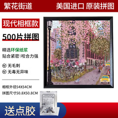 高品质Galison繁花盛开街道500片拼图成人益智拼图玩具多种相框搭