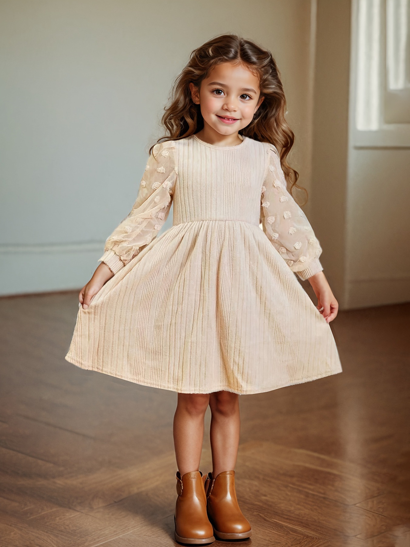 brand shiffon long-sleeve with a round collar