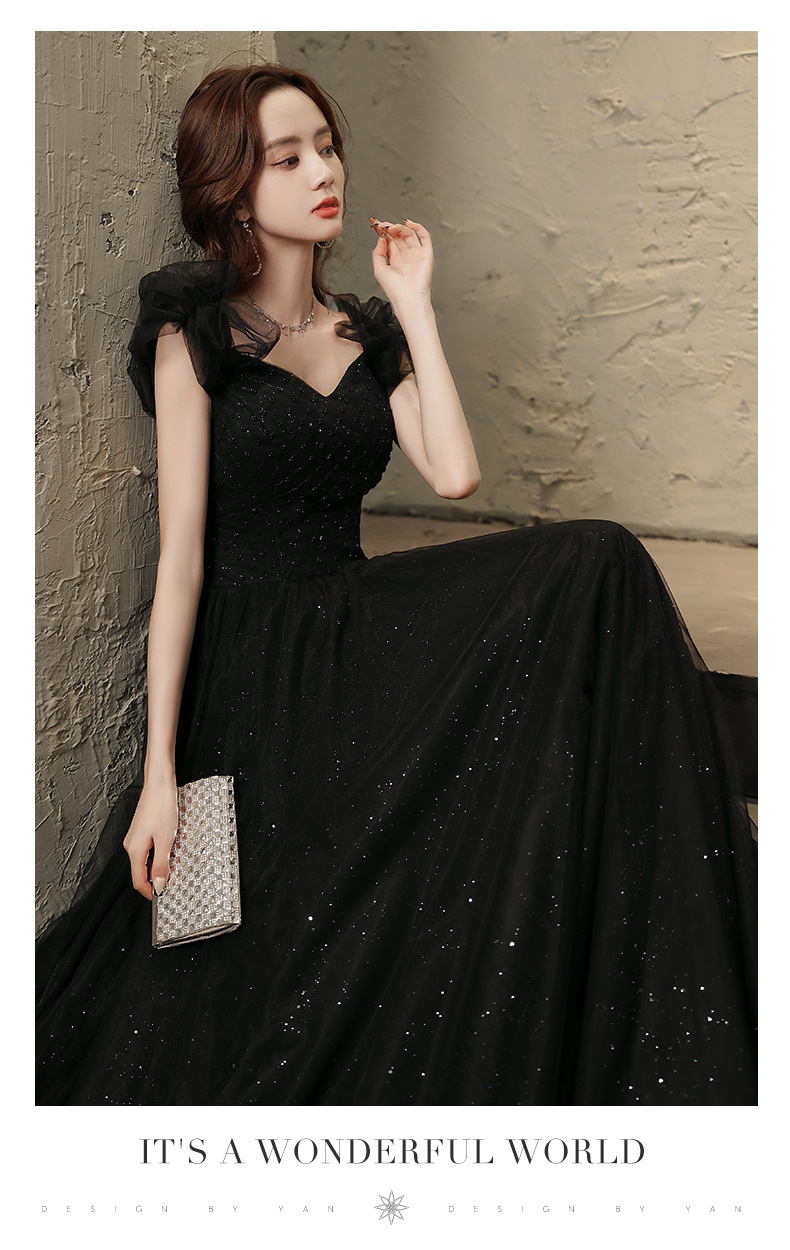 Đầm maxi nữ thắt eo, kiểu halter không tay, phong cách dạ hội Pháp — Màu đen, Màu đỏ rượu chi tiết 6