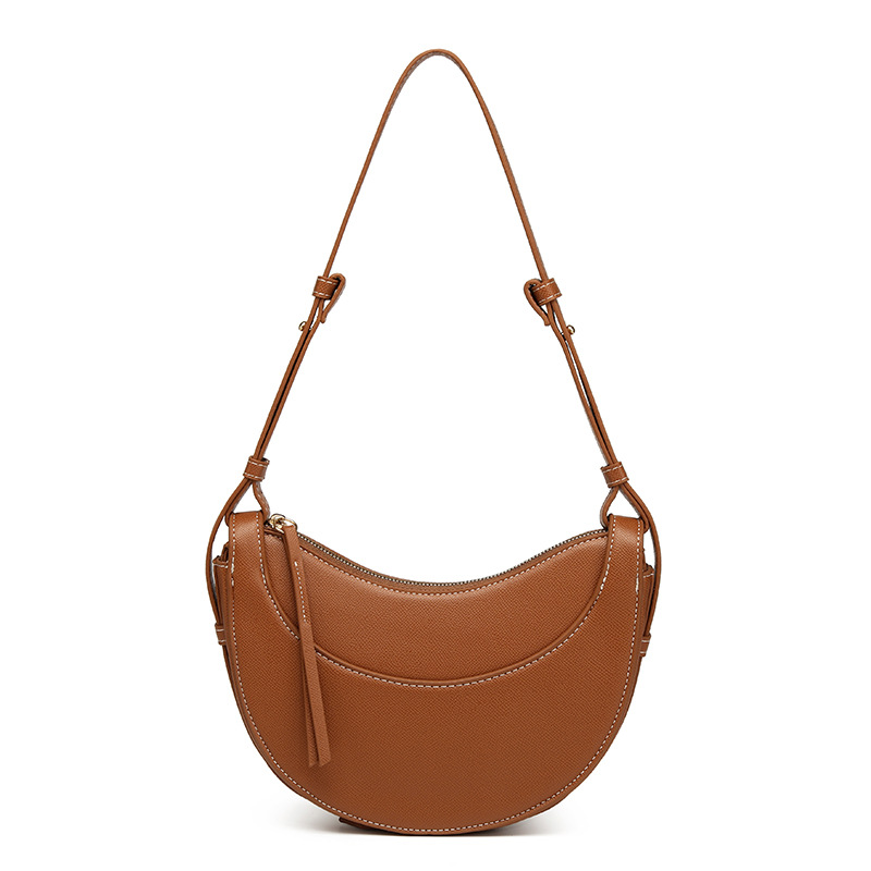 Women's French Niche Design 2025 New Dumpling Bag Crescent Bag Soft Leather Underarm Bag Versatile Crossbody Bag - Thumbnail 6