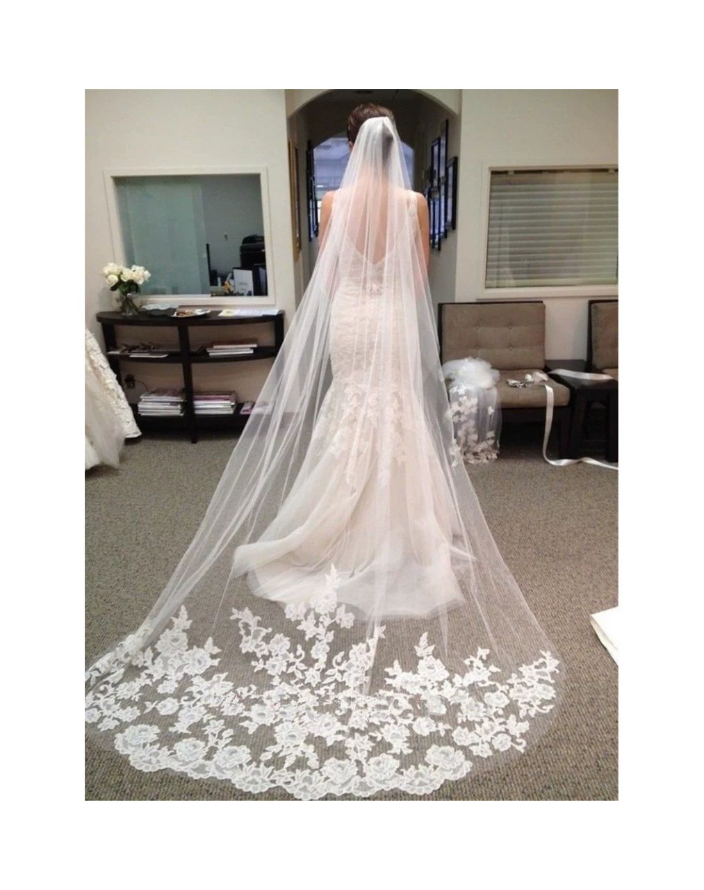 Lace sticker, extra-long bride's veil for bride, 3meter