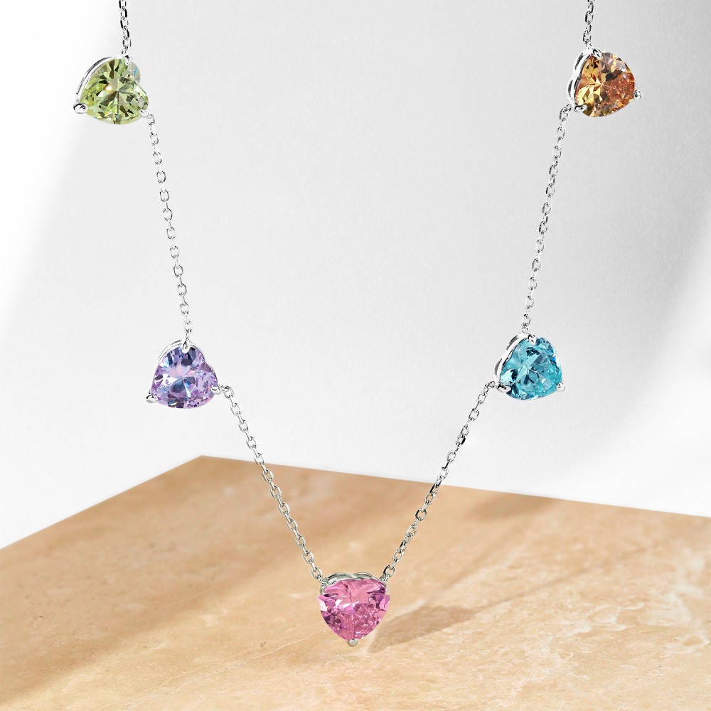 15g Weight Zircon, High Carbon Diamond Inlay Material Necklace Classification 925 sterling silver Chain Material 1 Piece Quantity Holiday, Tea Party Occasion 925 Sterling Silver Material Heart Shape, Rectangle Pattern Women's Gender Inlay Design Simple Style, Shiny Style 925 Sterling Silver Zircon High Carbon Diamond Inlay Heart Shape Rectangle Necklace 13
