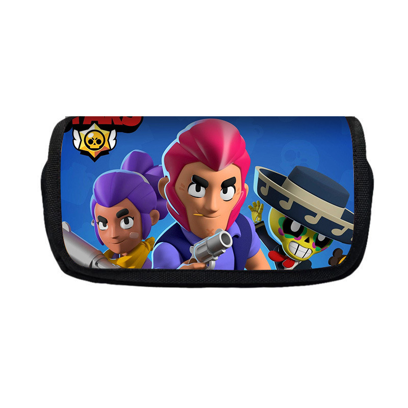 Nuevo salvaje bolsas de lápiz de estudiantes de gran capacidad caja de papelería personaje creativo de niños caja de lápiz doble lote transfronterizo