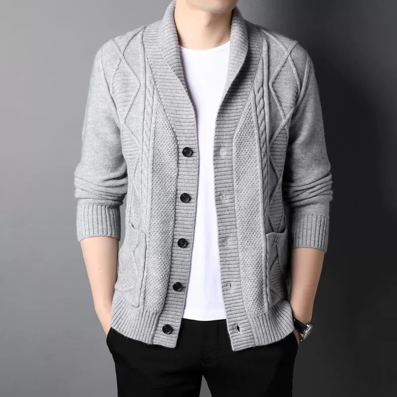 Cardigan, autumn demi-season sweater, woolen knitted jacket, plus size