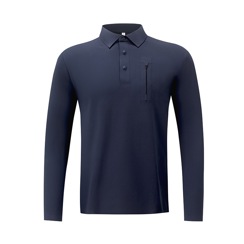 Camisas de polo sin marcas de alto nivel de hombre, ropa de trabajo de cuello blanco, poliéster y algodón de color sólido, camisa de polo de manga larga personalizada