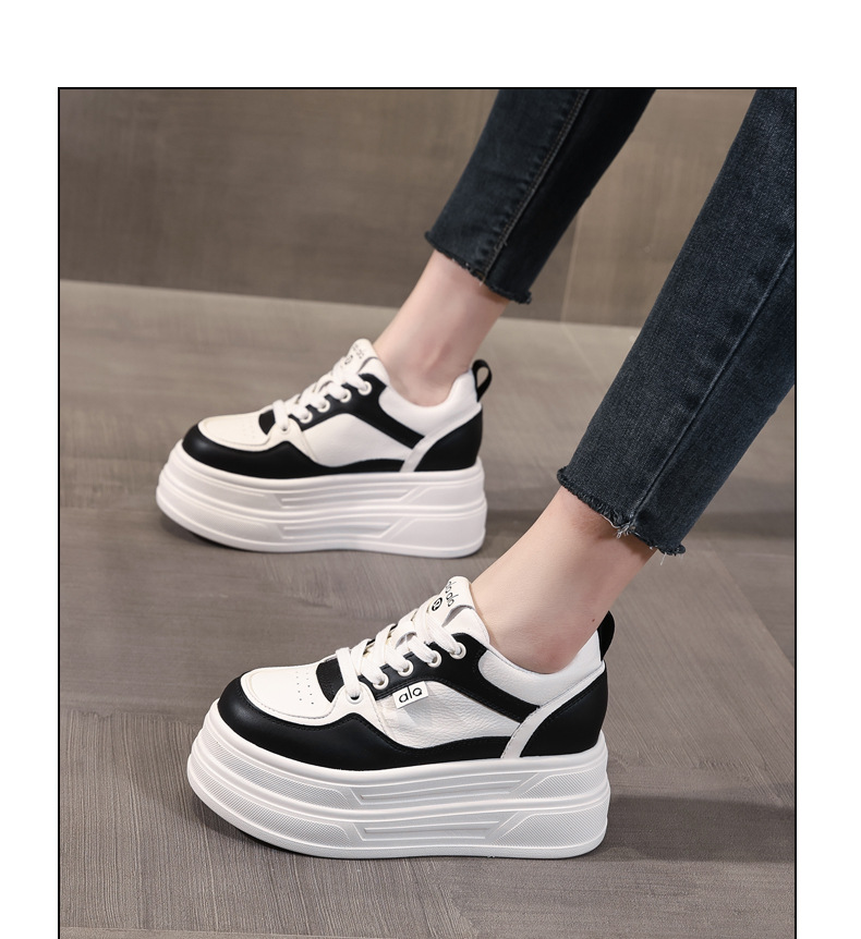 Giày sneaker nữ đế dày tăng chiều cao 8 cm phong cách platform — đen chi tiết 12