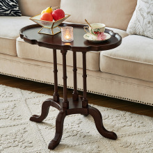 法式复古边几椭圆形全实木床边沙发角几中古风休闲阳台迷你小桌子