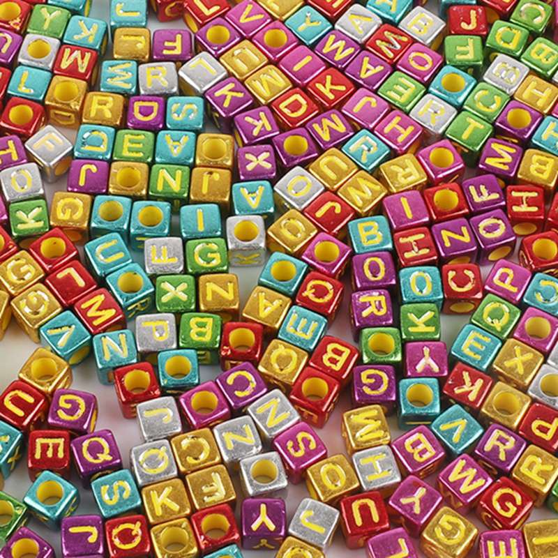 アクリル数字英字ビーズ手作りDIYセット子供ビーズアクセサリーアクセサリー散珠四角いビーズ|undefined