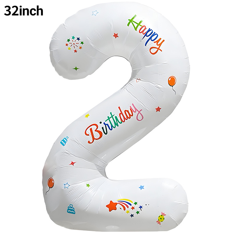Globo digital blanco de 32 pulgadas para decoración de cumpleaños, de aluminio, para fiestas, fondo para fotos, accesorios de decoración