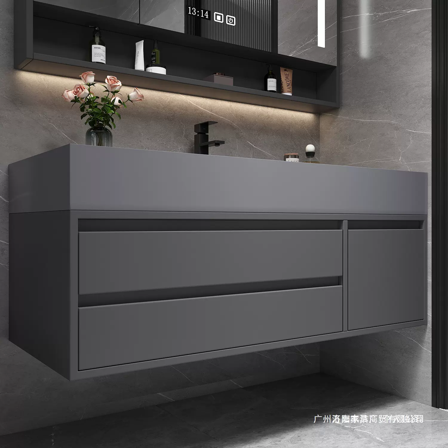 新款浴室柜组合家用洗衣池面盆岩板洗脸盆洗手盆柜卫生间洗漱台