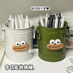 大きな口の小さい鉄の桶insのデスクトップの筆立てのかわいい学生の中学校の文房具の化粧ブラシは丸い筆立てを収納します。
