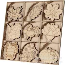 木质秋收感恩节南瓜DIY手绘木片装饰品九宫格镂空激光雕刻摆挂件