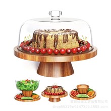 木质蛋糕托盘婚宴派对装饰高脚水果甜品架带盖熟食托盘甜品展示架