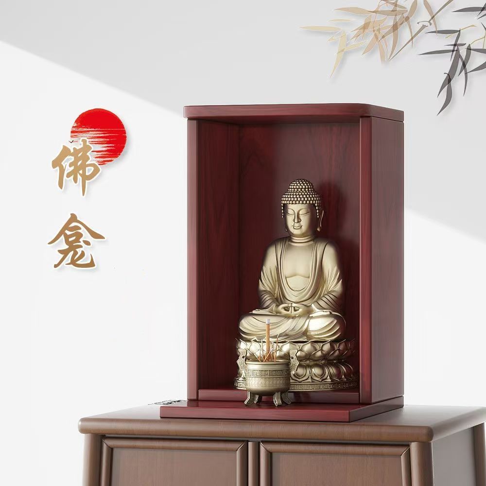 Home Altar for Buddha, Desktop Shrine for Buddha, Guanyin, Guan Gong, Small Altar, Offering Table with Silk Flowers