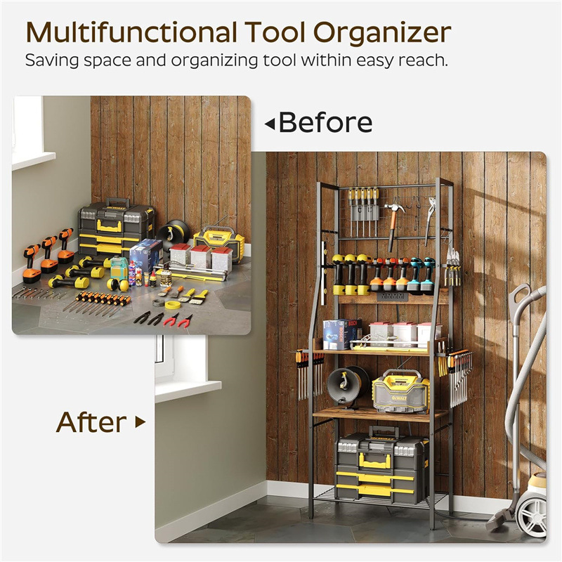 Garden tool storage rack with wheels Power tool storage box Tool…