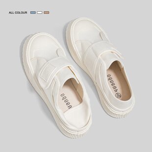 2024 Summer New Velcro White Shoes Half-drag Two-wear Foot-on Canvas Shoes Women's One-pedal Lazy Shoes