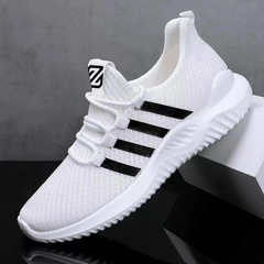 New fly knitted mesh sneakers for men and women, live streaming casual fashion Korean style coconut shoes