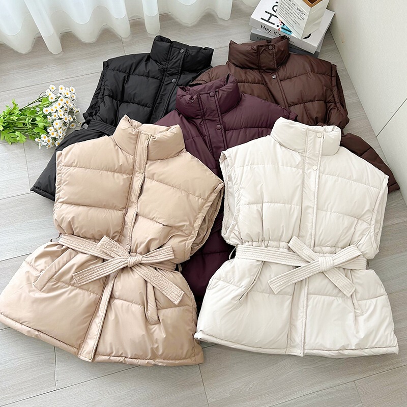 Mid-Length Women's Vest, Autumn and Winter New Style 2025, Korean Version, Loose Fit with Belt, Stand Collar Women's Vest Mid-Length Women's Vest, Autumn and Winter New Style 2025, Korean Version, Loose Fit with Belt, Stand Collar Women's Vest