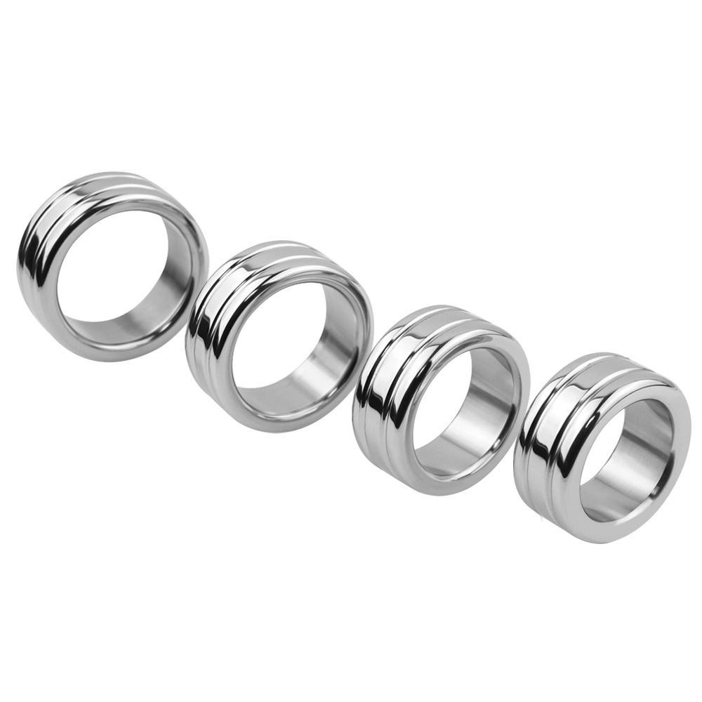 Adult Sex Products Dual-Groove Metal Stainless Steel Cock Lock Ring — Manufacturer Direct Supply for Men's Penis Training Bands