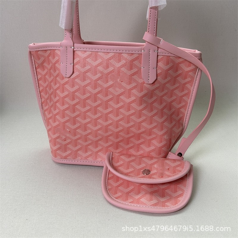 Tote bags両面トートバッグ小サイズ菜藍子カジュアル犬牙片肩女包子母ショッピングバッグ