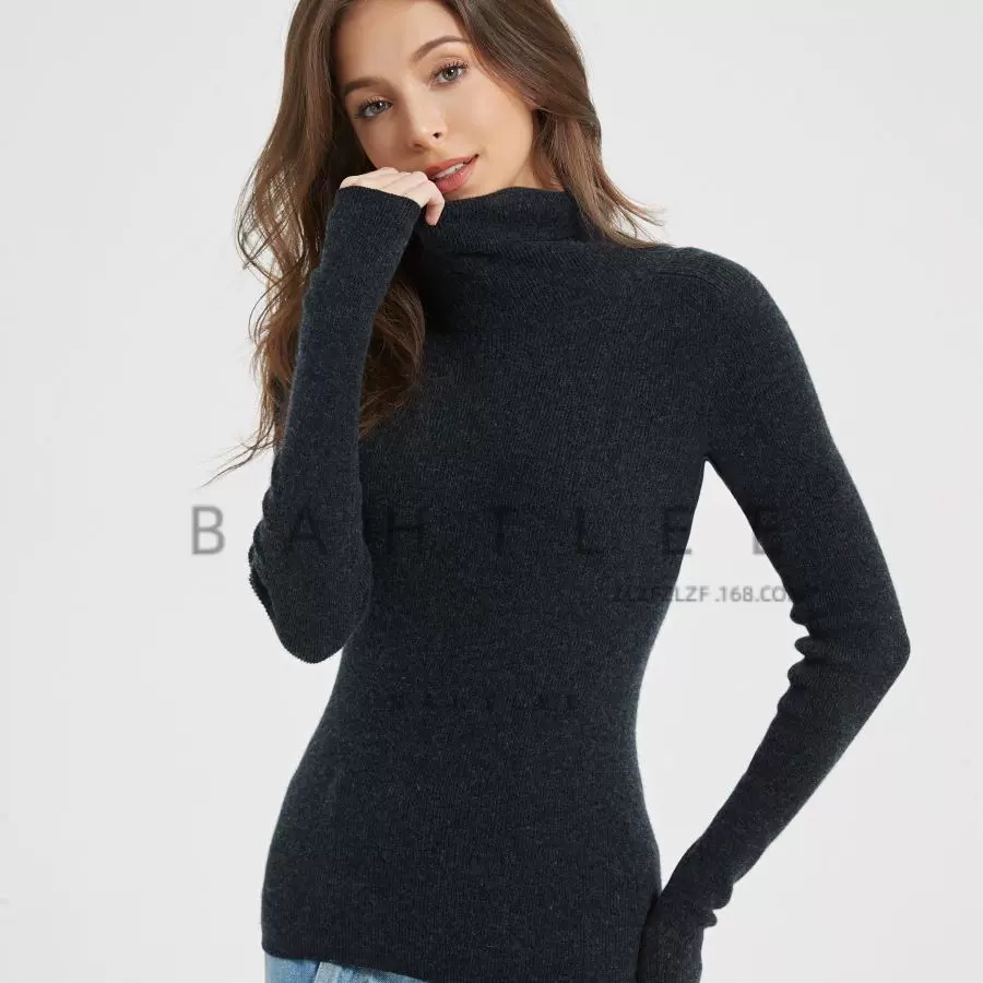 秋冬新年红羊毛120S毛条纱线针织保暖高领修身弹性2倍特厚打底衫