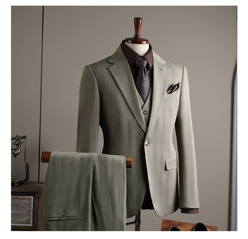 Men's Slim Fit Plaid Single Breasted Blazer For Wedding Formal_voghion.com