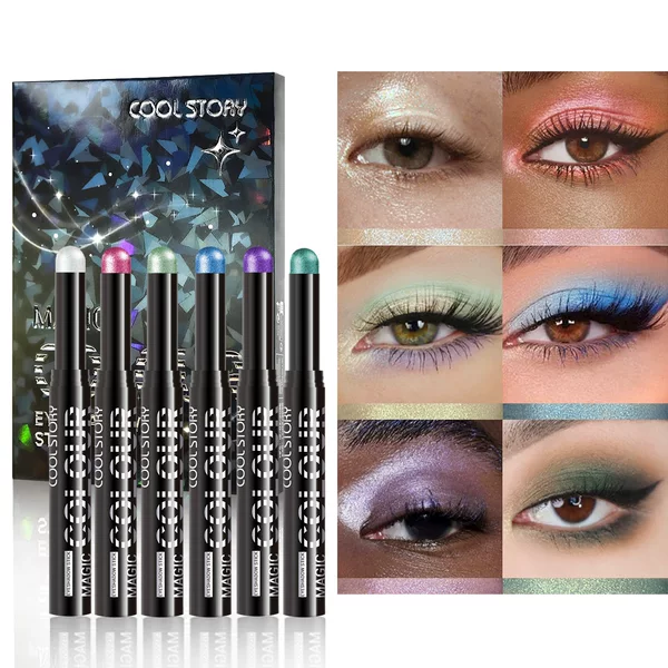 Amazon TK Cross-Border Eyeshadow Stick 6-Piece Set Waterproof Sweat-Proof Pearlescent Brightening Long-Lasting 3-in-1 Eyeshadow Pen
