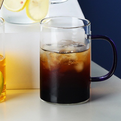 Manija de color taza de agua de una sola capa de alta borosilicona vidrio simple casero gran capacidad bebida de jugo taza de bebida fría