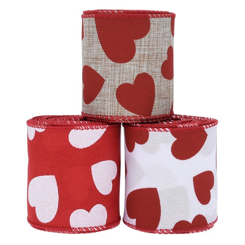 63mm Amazon transfronteriza nuevo Día de San Valentín amor cinta de lino artificial escena diseño Garland cinta decorativa 5Y