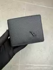 2025 Spring New Men's Clutch Bag Wallet Card Wallet Wallet Genuine Leather Litchi Pattern Wallet Simple Large Logo