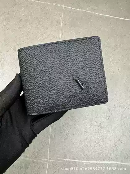 2025 Spring New Men's Clutch Bag Wallet Card Wallet Wallet Genuine Leather Litchi Pattern Wallet Simple Large Logo