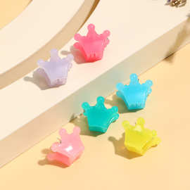 新款儿童发饰可爱宝宝果冻皇冠小抓夹 透色高级质感迷你刘海发夹