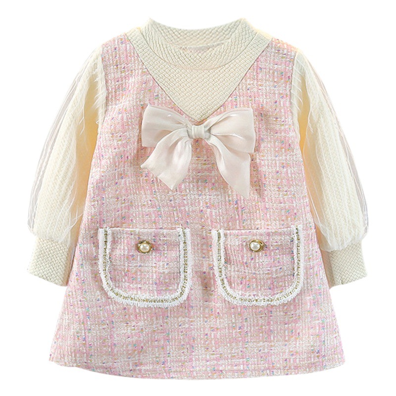 Vestido de Manga Larga para Bebé Niña, Estilo Occidental con Diseño de Princesa - Ropa de Salida de Primavera